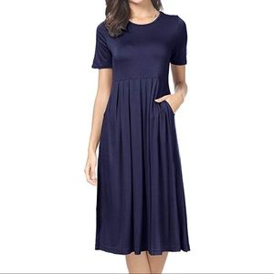 Summer ShortSleeve Pockets CasualTShirtTunicDress